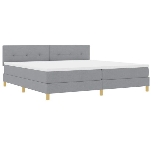 vidaXL Boxspringbett mit Matratze Hellgrau 200 x 200 cm Stoff
