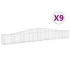 vidaXL Gabionen mit Hochbogen 9 Stk. 400x30x40/60 cm Verzinktes Eisen