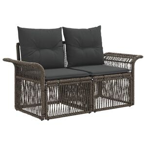 vidaXL Garten-Sofa 2-Sitzanzahl Grau Poly-Rattan