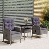 vidaXL 3-tlg. Garten-Bistro-Set Poly Rattan Grau