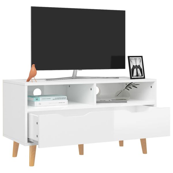 vidaXL TV-Schrank Hochglanz-Weiß 90x40x48,5 cm Holzwerkstoff