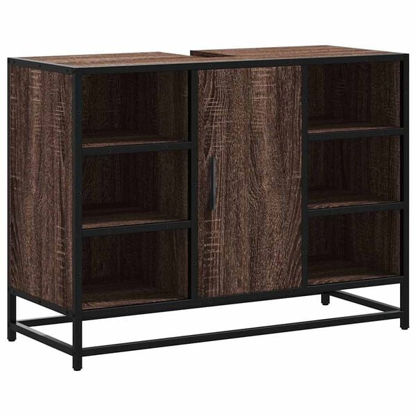 vidaXL Waschbeckenunterschrank Braun Eichen-Optik 80x33x60 cm