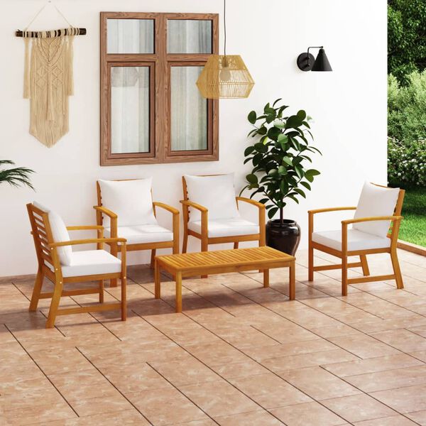 vidaXL 5-tlg. Garten-Lounge-Set mit Auflagen Massivholz Akazie