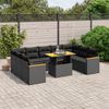 vidaXL 10-tlg. Garten-Sofagarnitur mit Kissen Schwarz Poly Rattan