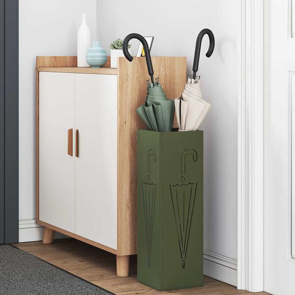 vidaXL Sonnenschirmhalter mit Speicher Oliv 15,5 x 15,5 x 49 cm Metall