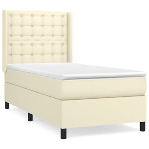 vidaXL Boxspringbett mit Matratze Creme 100x200 cm Kunstleder