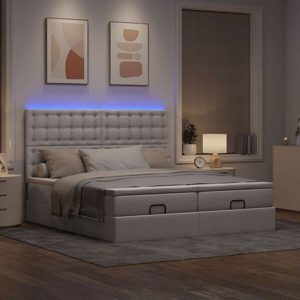 vidaXL Ottoman-Bett mit Matratzen & LEDs Taupe 200x200 cm Stoff