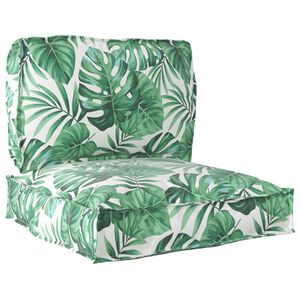 vidaXL Palettenkissenset Floral 2 pcs Gr&uuml;nes Blattmuster Oxford-Stoff