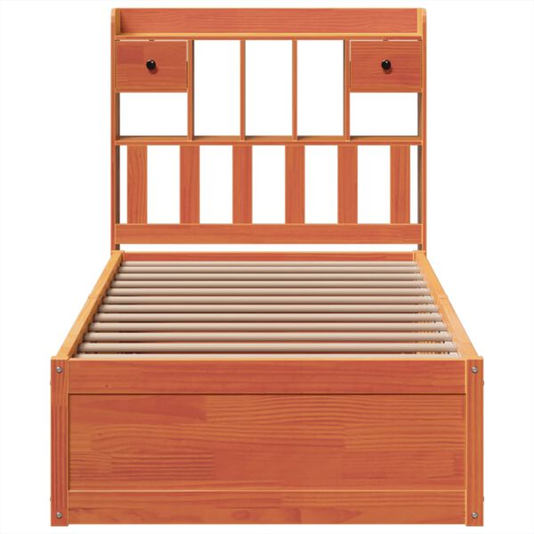 vidaXL Massivholzbett ohne Matratze Wachsbraun 100x200 Kiefernholz