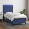 vidaXL Boxspringbett mit Matratze & LED Blau 100x200 cm Stoff