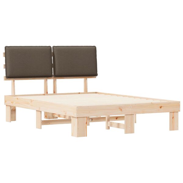 vidaXL Bettgestell mit gepolstertem Kopfteil Taupe 140 x 200 cm