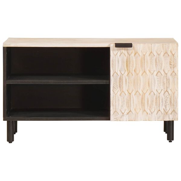 vidaXL TV-Schr&auml;nk mit T&uuml;r Wei&szlig;e gewaschene Oberfl&auml;che 80 x 33 x 46 cm