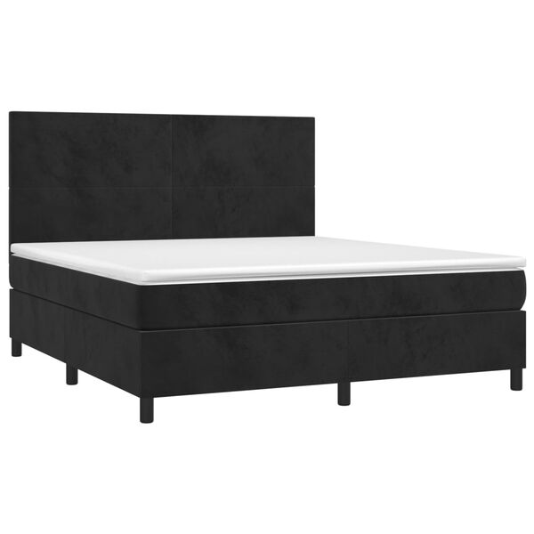 vidaXL Boxspringbett mit Matratze & LED Schwarz 180x200 cm Samt