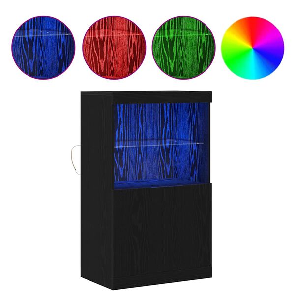 vidaXL LED-Sideboard Schwarz 60 x 37 x 100 cm Holzwerkstoff