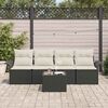 vidaXL Sofa Set mit Kissen 5 pcs Schwarz Poly-Rattan