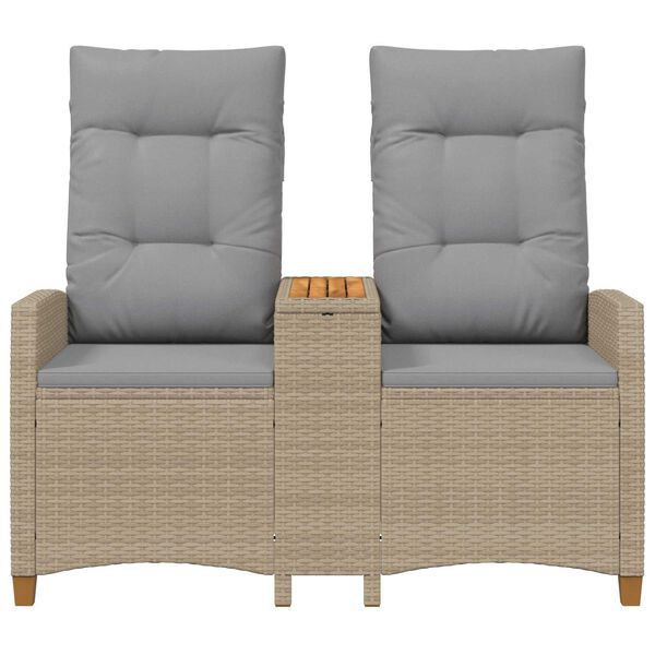 vidaXL Liegebank mit Tisch Beige und Hellgrau 126 x 65 x 112 cm