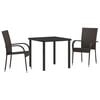 vidaXL Garten Essgruppe 3 pcs Schwarz Poly Rattan