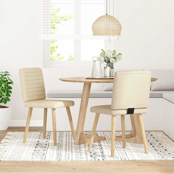 vidaXL Esszimmerstühle 2 Stk. Creme Stoff