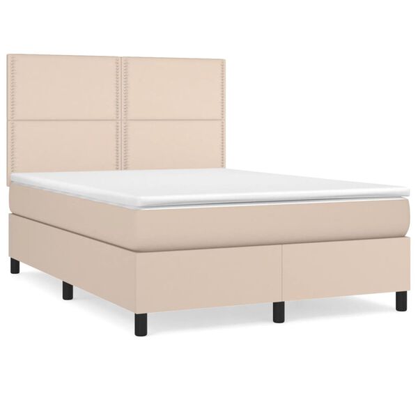 vidaXL Boxspringbett Matratze Cappuccino-Braun 140x200cm Kunstleder