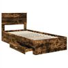 vidaXL Bettrahmen Rauchige Eiche und Silber 75 x 190 cm Holzwerkstoff