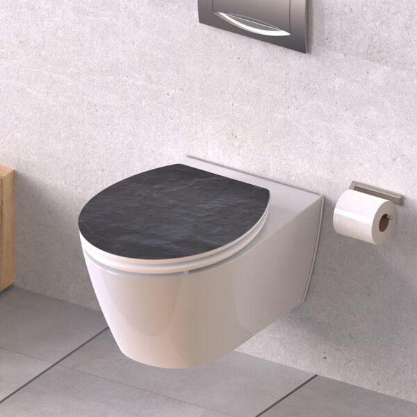 SCH&Uuml;TTE WC-Sitz mit Absenkautomatik BLACK STONE Hochglanz MDF