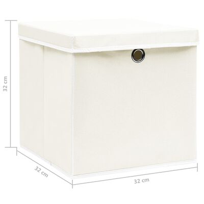 vidaXL Aufbewahrungsboxen mit Deckeln 4 Stk. Weiß 32x32x32 cm Stoff
