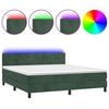 vidaXL Boxspringbett mit Matratze & LED Dunkelgr&uuml;n 160x200 cm Samt