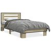 vidaXL Bettgestell Sonoma-Eiche 75x190 cm Holzwerkstoff und Metall