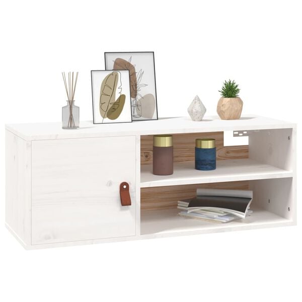vidaXL Wandschrank Wei&szlig; 80x30x30 cm Massivholz Kiefer