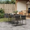 vidaXL 5-tlg. Garten-Essgruppe mit Kissen Grau Poly Rattan