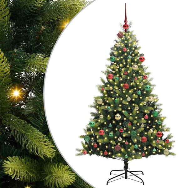 vidaXL K&uuml;nstlicher Klapp-Weihnachtsbaum mit 300 LEDs Gr&uuml;n 180 cm