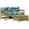 vidaXL 3-tlg. Garten-Lounge-Set mit Kissen Kiefernholz Impr&auml;gniert