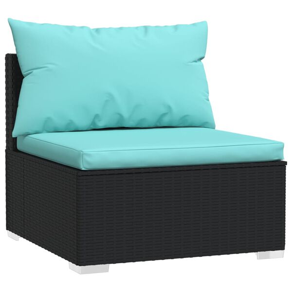 vidaXL 3-tlg. Garten-Lounge-Set mit Kissen Poly Rattan Schwarz