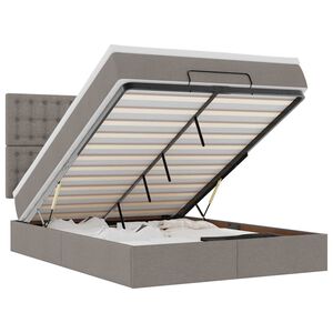 vidaXL Ottoman-Bett mit Matratze & LEDs Taupe 140x190 cm Stoff