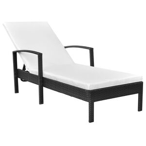 vidaXL Sonnenliege mit Auflage Poly Rattan Schwarz