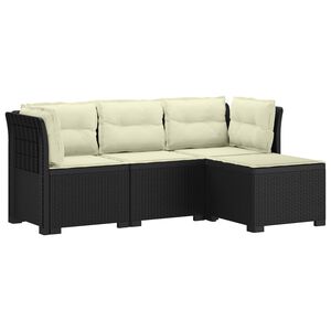 vidaXL 4-Sitzer Garten Sofa mit Kissen Rattan Look PP Anthrazit