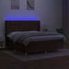 vidaXL Boxspringbett mit Matratze & LED Dunkelbraun 180x200 cm Stoff