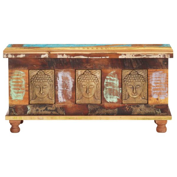 vidaXL Aufbewahrungsbox mit Buddha-Verzierung 90x35x45 cm Altholz