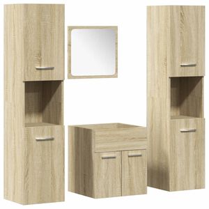 vidaXL 4-tlg. Badm&ouml;bel-Set Sonoma-Eiche Holzwerkstoff