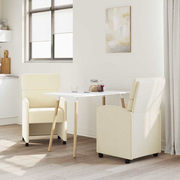 vidaXL Esszimmerst&uuml;hle mit Rollen 2 pcs Creme 58 x 65 x 98 cm