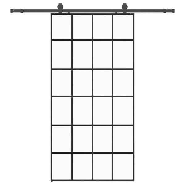 vidaXL Schiebet&uuml;r mit Beschlag Schwarz 102x205 cm ESG-Glas