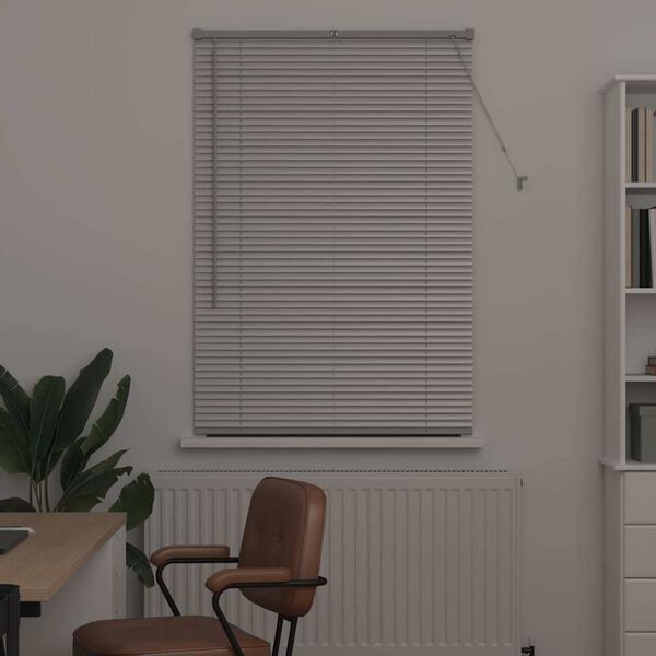 vidaXL Fensterjalousie mit Vorh&auml;ngen Silber Aluminium