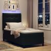 vidaXL LED Boxspringbett mit Matratze Schwarz 90 x 190 cm Stoff