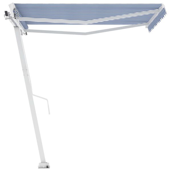 vidaXL Standmarkise Manuell Einziehbar 350x250 cm Blau/Weiß