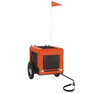 vidaXL Fahrradanh&auml;nger Hunde Orange und Schwarz Oxford-Gewebe & Eisen