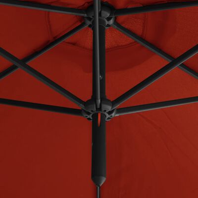 vidaXL Doppel-Sonnenschirm mit Stahlmast Terracotta-Rot 600 cm