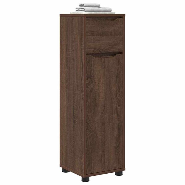 vidaXL Badezimmerschrank mit T&uuml;r Braun Eichen-Optik 30,5 x 30 x 101 cm