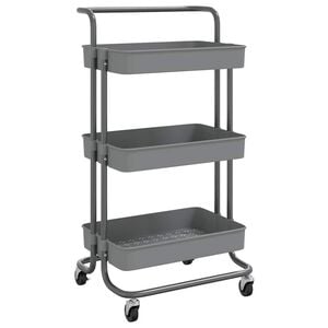 vidaXL K&uuml;chenwagen 3 Etagen Grau 42x35x85 cm Eisen und ABS