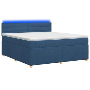 vidaXL Boxspringbett mit Matratze mit Kopfteil Blau 140 x 190 cm Stoff