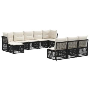 vidaXL Gartensofa-set 10 stk. Schwarz Poly-Rattan